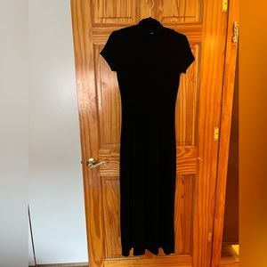 Vintage Black Stretchy Mock Neck Maxi Dress